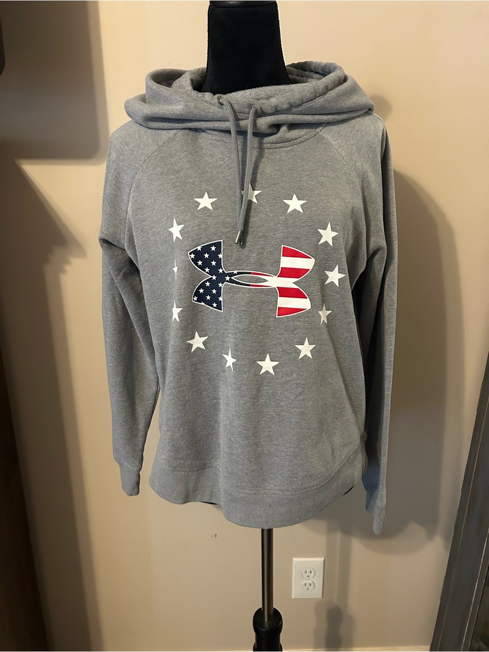 Under Armour Gray Cowl Neck Hoodie with American Flag Logo
